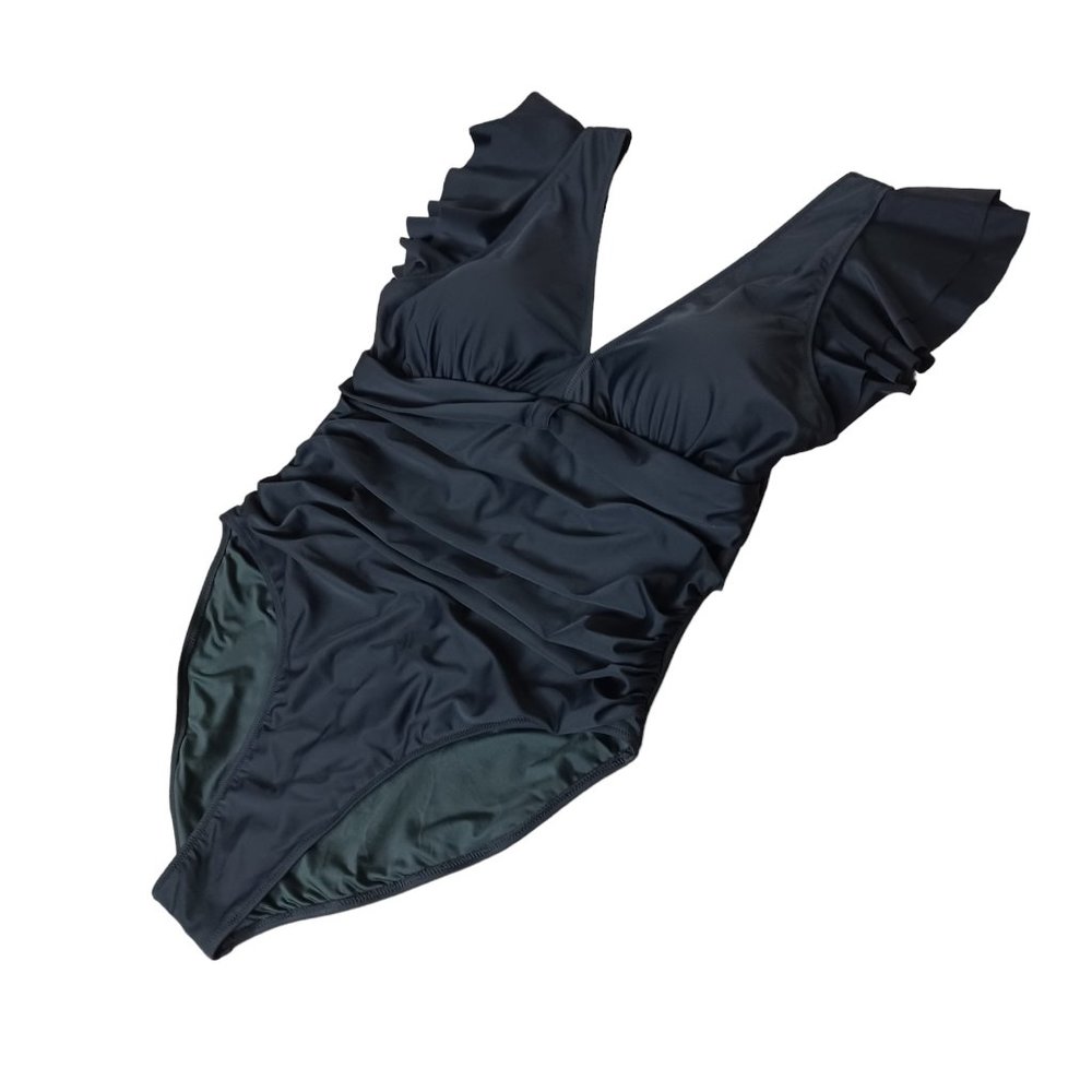 Blooming Jelly Black Ruffle Sleeve Bathing Suit